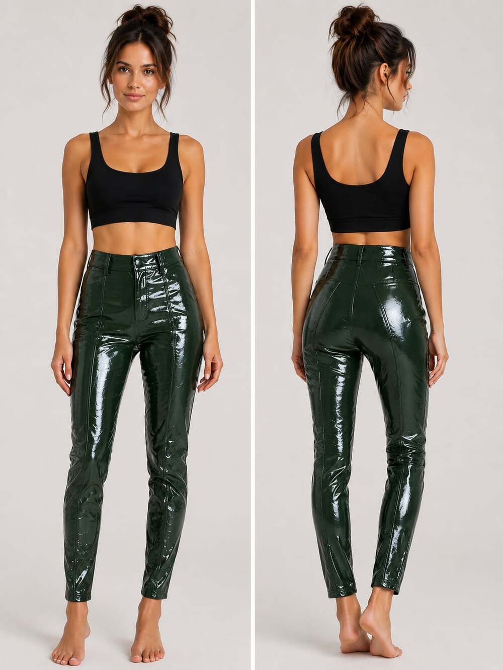 Spanx Faux Leather Petite Moto Leggings Green Dark Olive
M148